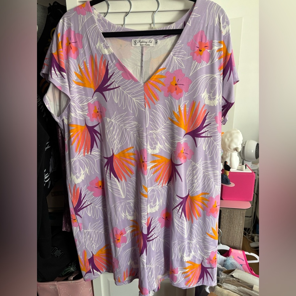 Fighting Eel Tropical Floral V-Neck romper